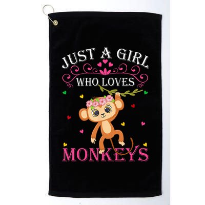 Just A Girl Who Loves Monkeys Cute Monkey Lover Kids Golf Towel