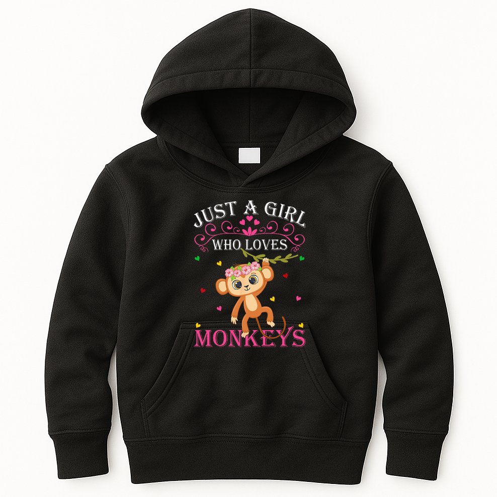 Just A Girl Who Loves Monkeys Cute Monkey Lover Kids Kids Hoodie