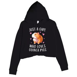 Just A Girl Who Loves Guinea Pigs Funny Cavy Gifts For Girl Crop Fleece Hoodie