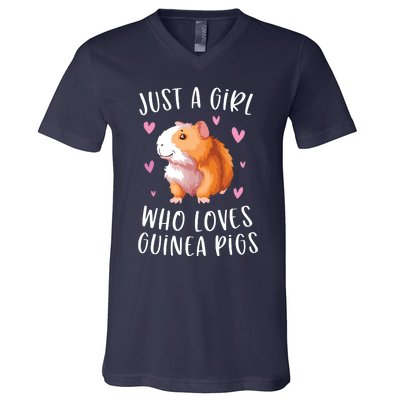 Just A Girl Who Loves Guinea Pigs Funny Cavy Gifts For Girl V-Neck T-Shirt