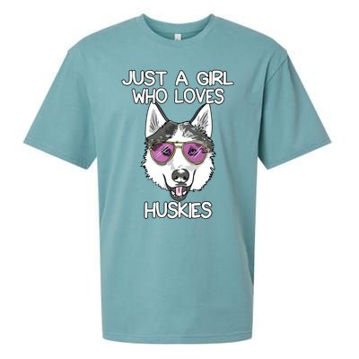 Just A Girl Who Loves Huskies Dog Lover Gifts Husky Owner Sueded Cloud Jersey T-Shirt