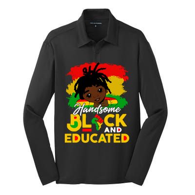 Juneteenth African Handsome Black Educated Black History Gift Silk Touch Performance Long Sleeve Polo