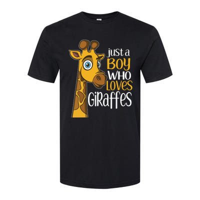 Just A Human Who Loves Giraffes Funny Giraffe Gift Softstyle® CVC T-Shirt