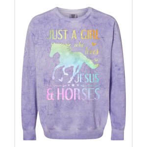 Jesus And Horses Horse Gifts Colorblast Crewneck Sweatshirt