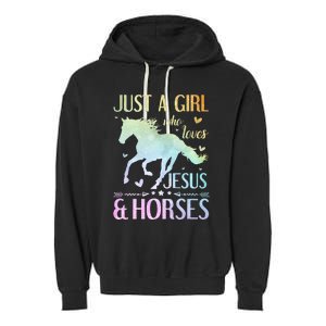 Jesus And Horses Horse Gifts Garment-Dyed Fleece Hoodie