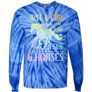 Jesus And Horses Horse Gifts Tie-Dye Long Sleeve Shirt