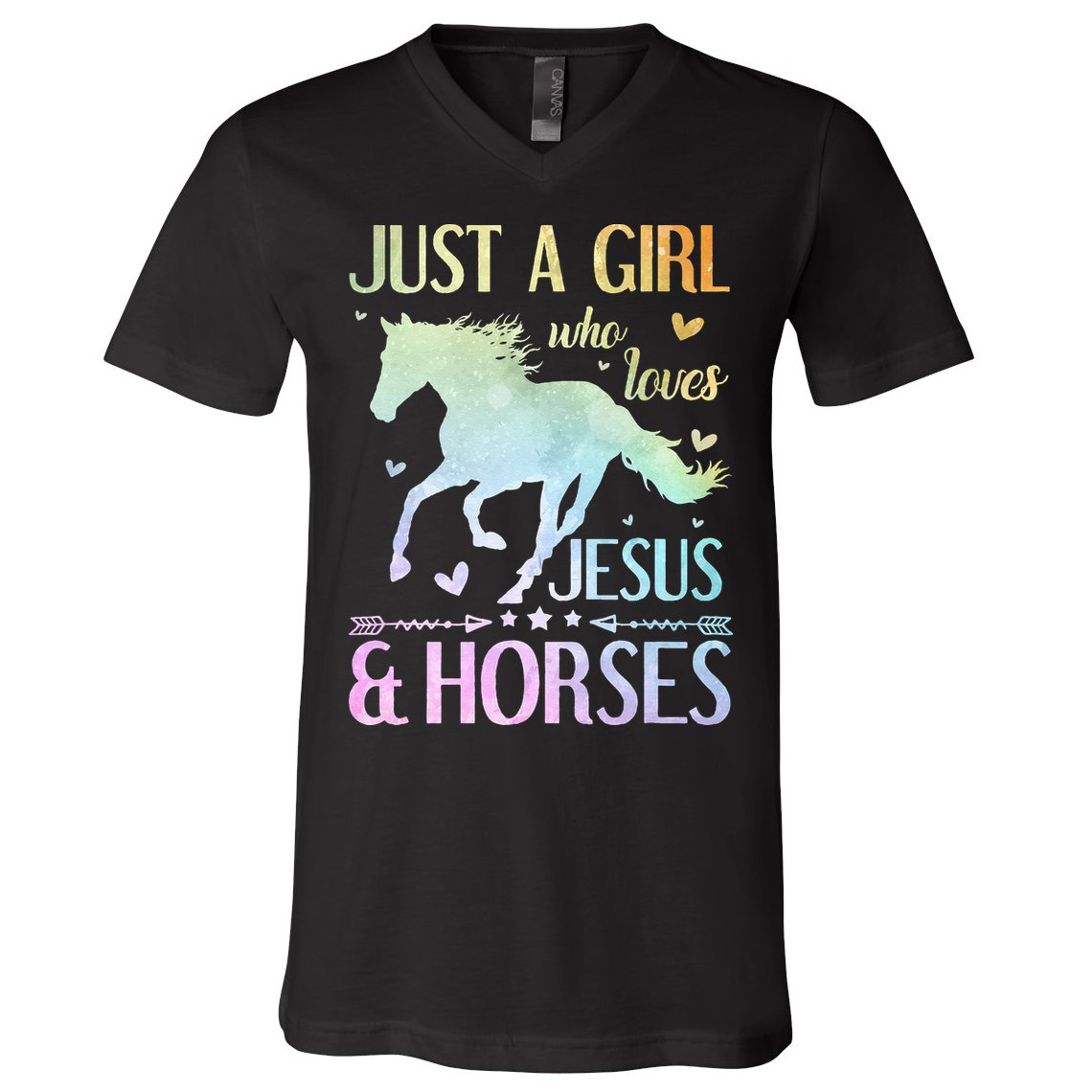 Jesus And Horses Horse Gifts V-Neck T-Shirt