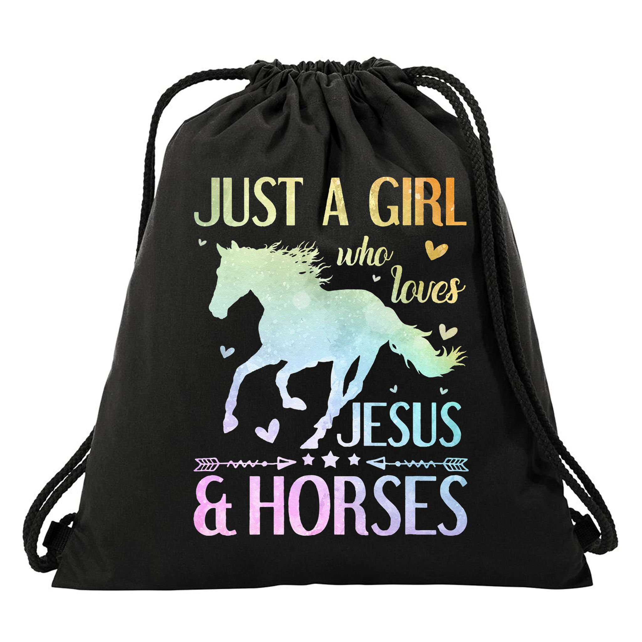 Jesus And Horses Horse Gifts Drawstring Bag