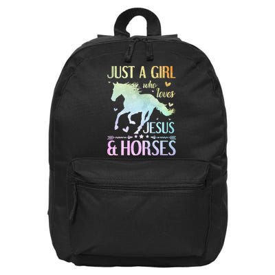 Jesus And Horses Horse Gifts 16 in Basic Backpack