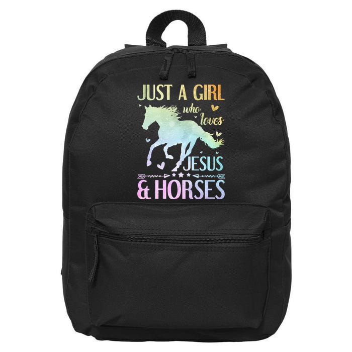 Jesus And Horses Horse Gifts 16 in Basic Backpack