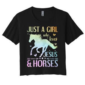 Jesus And Horses Horse Gifts Women's Crop Top Tee