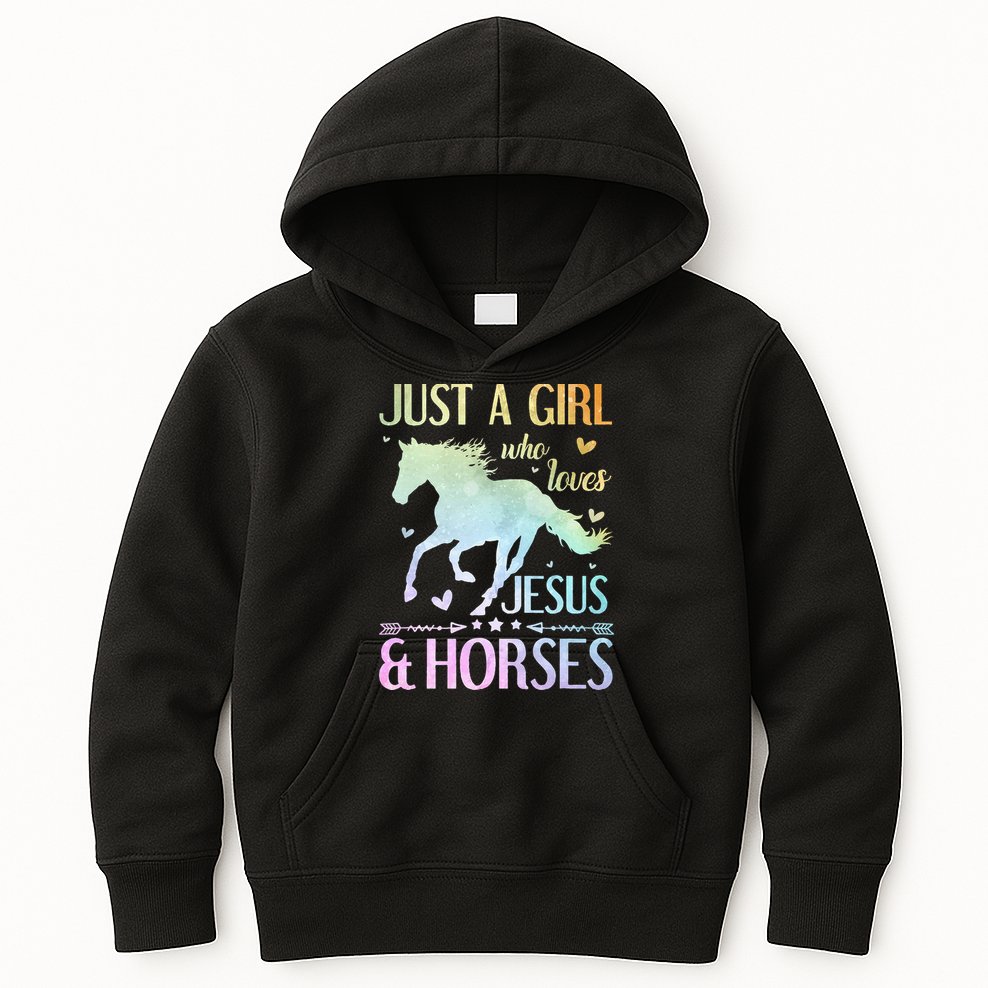 Jesus And Horses Horse Gifts Kids Hoodie