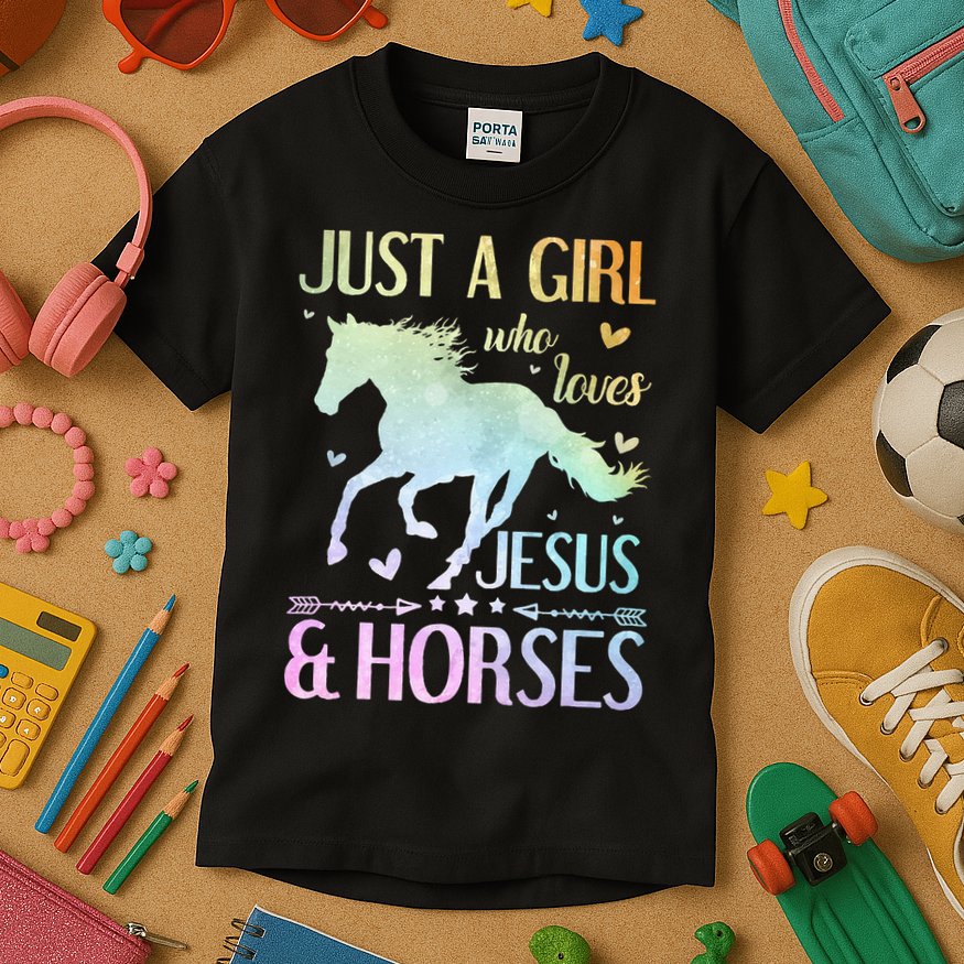 Jesus And Horses Horse Gifts Kids T-Shirt