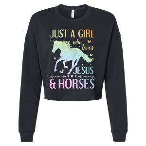 Jesus And Horses Horse Gifts Cropped Pullover Crew