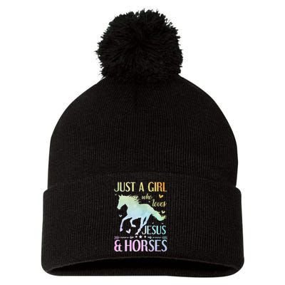 Jesus And Horses Horse Gifts Pom Pom 12in Knit Beanie