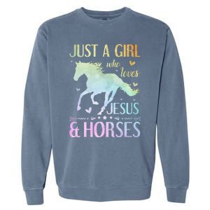 Jesus And Horses Horse Gifts Garment-Dyed Sweatshirt