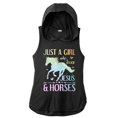 Jesus And Horses Horse Gifts For Women Tie Dye Ladies PosiCharge Tri-Blend Wicking Draft Hoodie Tank