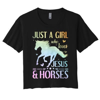 Jesus And Horses Horse Gifts For Women Tie Dye Women's Crop Top Tee