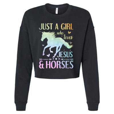 Jesus And Horses Horse Gifts For Women Tie Dye Cropped Pullover Crew