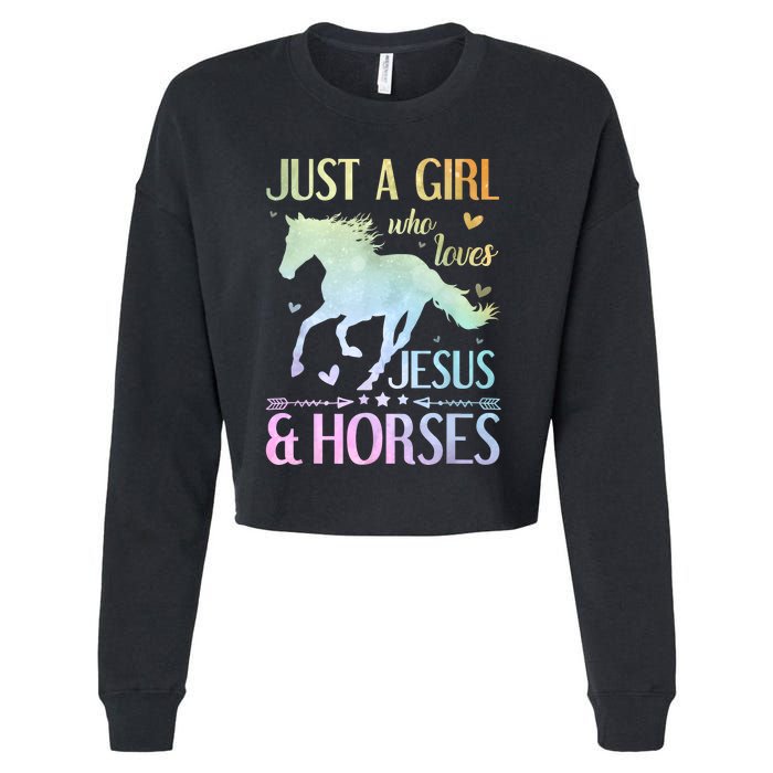 Jesus And Horses Horse Gifts For Women Tie Dye Cropped Pullover Crew