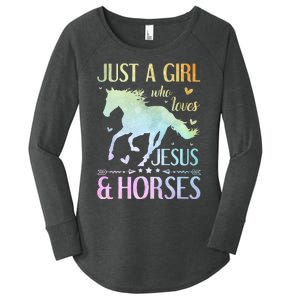 Jesus And Horses Horse Gifts Women's Perfect Tri Tunic Long Sleeve Shirt