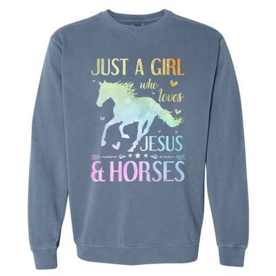 Jesus And Horses Horse Gifts Garment-Dyed Sweatshirt