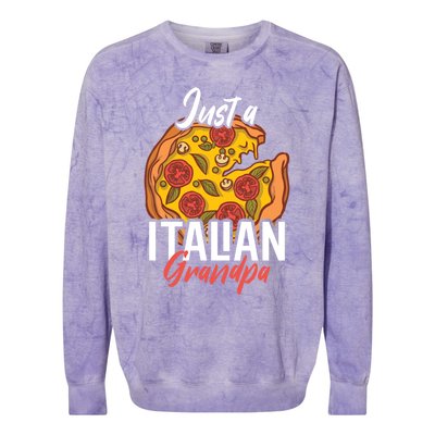 Just A Italian Grandpa With A Pizza Cool Gift Colorblast Crewneck Sweatshirt