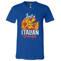 Just A Italian Grandpa With A Pizza Cool Gift V-Neck T-Shirt