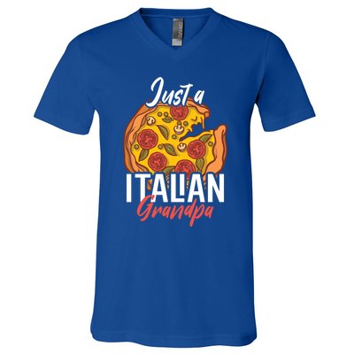 Just A Italian Grandpa With A Pizza Cool Gift V-Neck T-Shirt