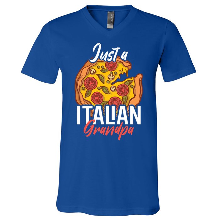 Just A Italian Grandpa With A Pizza Cool Gift V-Neck T-Shirt