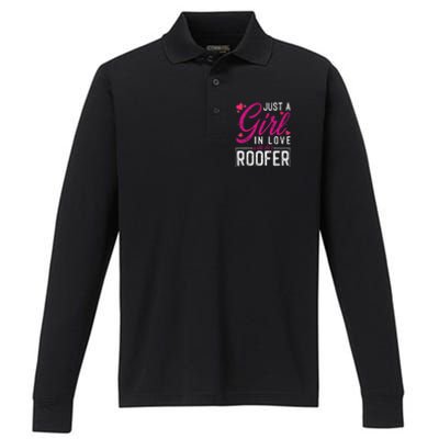 Just a in Love with Her Roofer Funny Roofer's Wife Performance Long Sleeve Polo