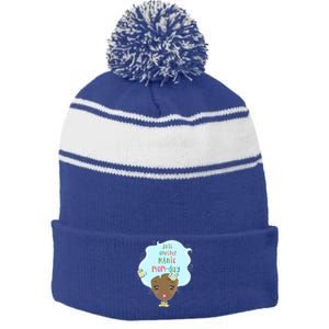 Just Another Ic Monday African American Mom Gift Stripe Pom Pom Beanie