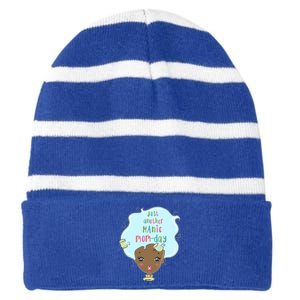 Just Another Ic Monday African American Mom Gift Striped Beanie with Solid Band