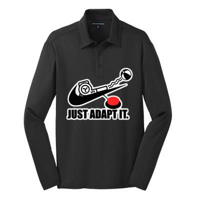 Just Adapt It Tick Design Silk Touch Performance Long Sleeve Polo