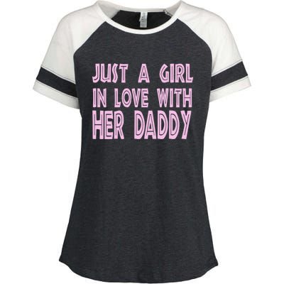 Just A In Love With Her Daddy Great Gift Enza Ladies Jersey Colorblock Tee