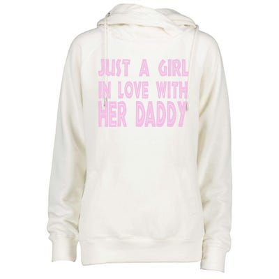 Just A In Love With Her Daddy Great Gift Womens Funnel Neck Pullover Hood