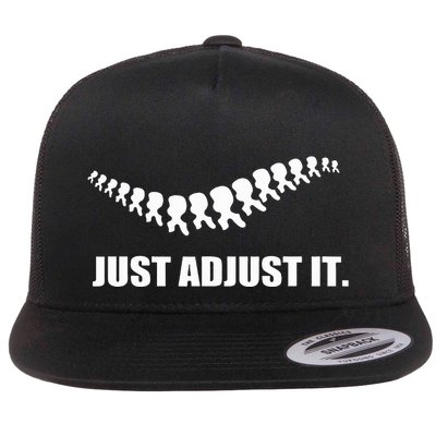 Just Adjust It Back Subluxation Chiropractor Pun Flat Bill Trucker Hat