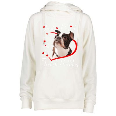 Just A In Love With Her French Bulldog Valentines Day Gift Womens Funnel Neck Pullover Hood