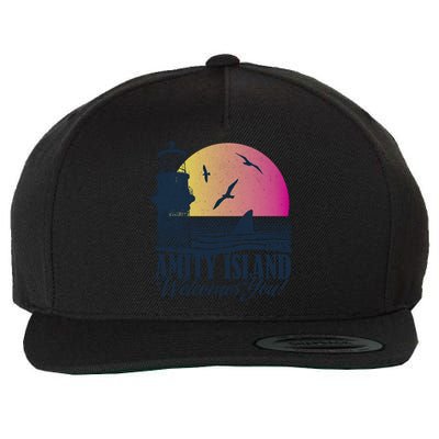 Jaws Amity Island Welcomes You Sunset Great Gift Wool Snapback Cap