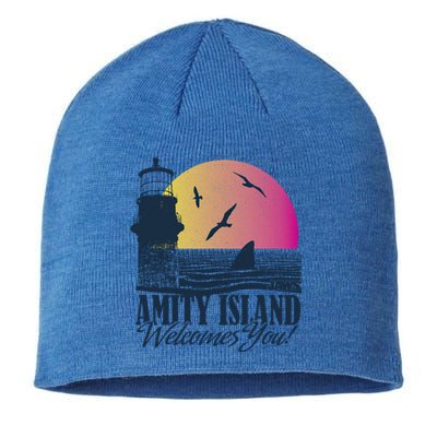 Jaws Amity Island Welcomes You Sunset Great Gift Sustainable Beanie