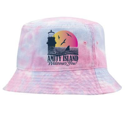 Jaws Amity Island Welcomes You Sunset Great Gift Tie-Dyed Bucket Hat