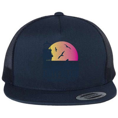 Jaws Amity Island Welcomes You Sunset Great Gift Flat Bill Trucker Hat