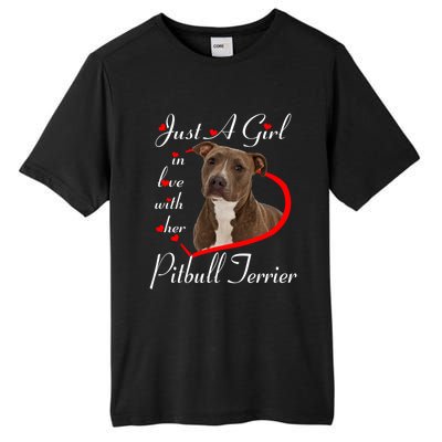 Just A In Love With Her Pitbull Terrier Valentines Day Cute Gift Tall Fusion ChromaSoft Performance T-Shirt