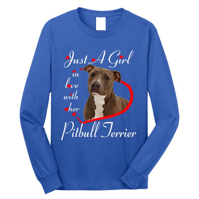 Just A In Love With Her Pitbull Terrier Valentines Day Cute Gift Long Sleeve Shirt