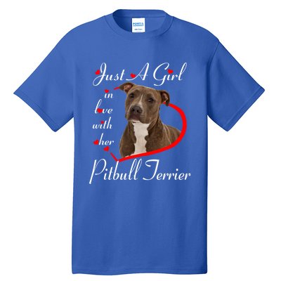 Just A In Love With Her Pitbull Terrier Valentines Day Cute Gift Tall T-Shirt