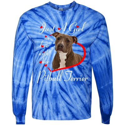 Just A In Love With Her Pitbull Terrier Valentines Day Cute Gift Tie-Dye Long Sleeve Shirt