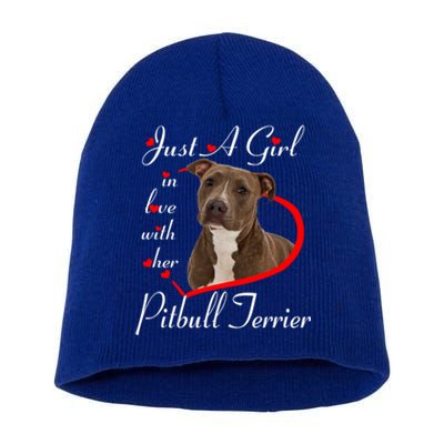 Just A In Love With Her Pitbull Terrier Valentines Day Cute Gift Short Acrylic Beanie