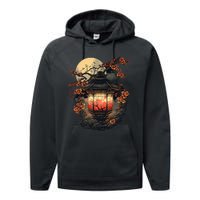 Japan Art Japanese Pagoda Lantern Sakura Blossom Aesthetic Performance Fleece Hoodie