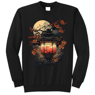 Japan Art Japanese Pagoda Lantern Sakura Blossom Aesthetic Sweatshirt