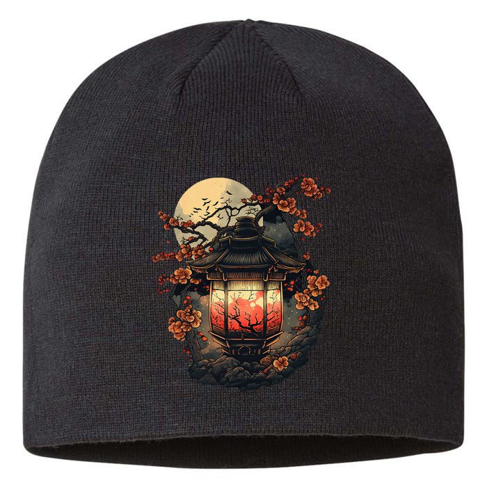 Japan Art Japanese Pagoda Lantern Sakura Blossom Aesthetic Sustainable Beanie